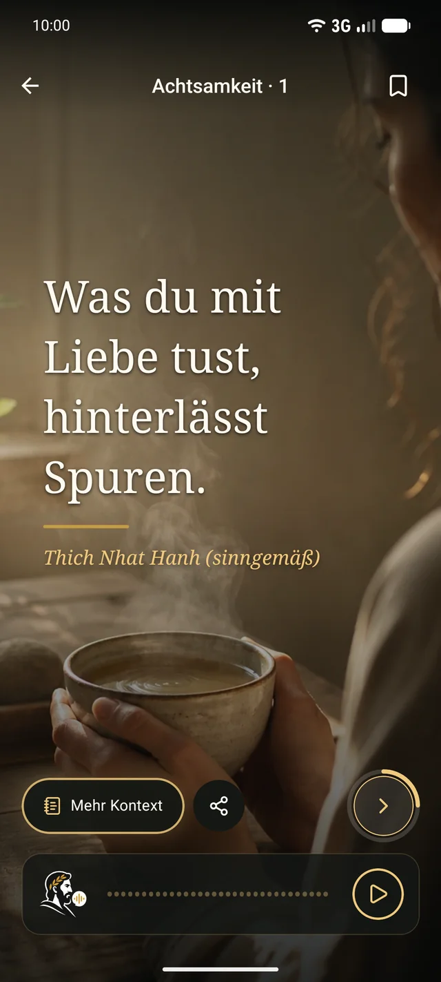 Achtsamkeit 1 in der Stillwort-App.